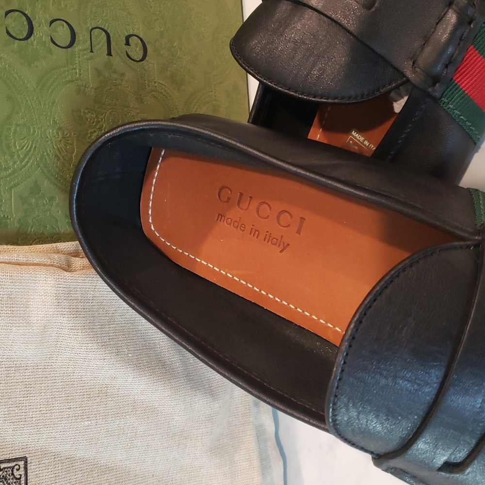 Gucci Black Leather Loafers for Men Size 8.5 NWOT - Picture 2 of 10